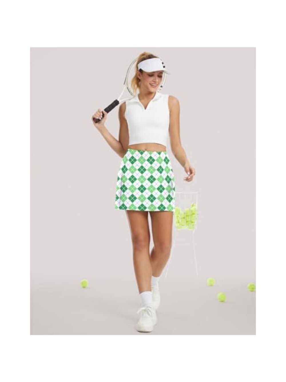 Women's High Waisted Golf Tennis Skort with 4 Pockets & Built-In Shorts - Picture 2 of 6